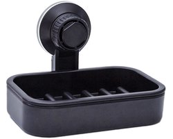 LISM-Zeepbakje met zuignap, douchezeephouder, wandmontage, robuust, waterdicht, zwart.