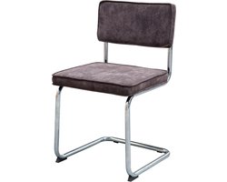 Lisomme Anne Eetkamerstoel Antraciet - Ribstof - Buisframe - Corduroy - Buisstoel