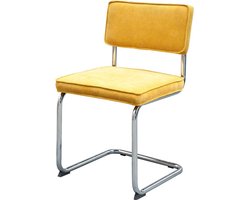 Lisomme Anne Eetkamerstoel Geel - Ribstof - Buisframe - Corduroy - Buisstoel