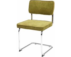 Lisomme Anne Eetkamerstoel Groen - Ribstof - Buisframe - Corduroy - Buisstoel