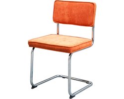 Lisomme Anne Eetkamerstoel Oranje - Ribstof - Buisframe - Corduroy - Buisstoel