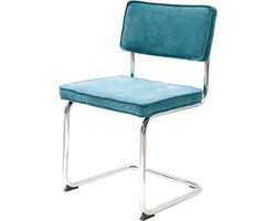 Lisomme Anne Eetkamerstoel Turquoise - Ribstof - Buisframe - Corduroy - Buisstoel