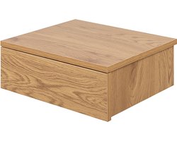 Lisomme Bram Houten Nachtkastje - Zwevend - Met Lade - Nachtkastje aan de Muur - Landelijk - Bruin - Naturel - 37 x 32 x 13 cm