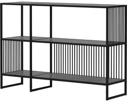 Lisomme Danny Metalen Boekenkast Zwart - Marmerlook - Vakkenkast- Woonkamer - Open Kast -120 x 83 cm