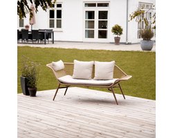 Lisomme Eliana Rotan Tuinbank Naturel - Loungebank - Rattan - Tuin - Met Zitkussens