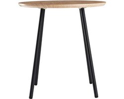Lisomme Jolijn Ronde Bijzettafel - Houten Blad - Zwarte Metalen Poten - Tafeltje - Scandianvisch - Ø 40 x 40 cm