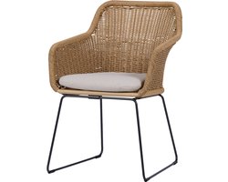 Lisomme Loki Rotan Tuinstoel Naturel - Met Zitkussen - Met Armleuningen - Terras - Buiten