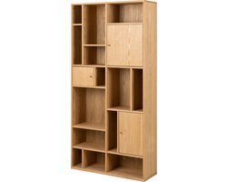 Lisomme Maarten Boekenkast - Hout - Vakkenkast - Open Kast - 17 Vakken - Opbergkast - Scandinavisch - Bruin - 90 x 30 x 180 cm
