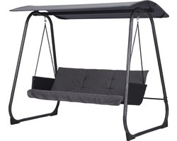 Lisomme Nigel tuin schommelbank donkergrijs - 208 x 138 cm - buiten - terras - antraciet - zwart rotan