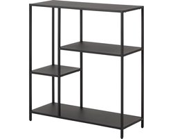 Lisomme Roy Open Kast Zwart - Metaal - Industrieel - Wandkast - met Asymmetrische Vakken - Woonkamer - 79,5 x 30 x 86 cm