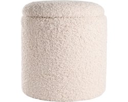 Lisomme Sem teddy poef gebroken wit - met opbergruimte - Ø 36 cm