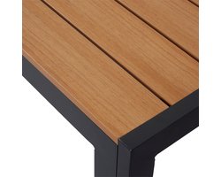 Lisomme Tibbe Aluminium Tuintafel Zwart Met Polywood Tafelblad - Outdoor - 6 Persoons - Weerbestendig - 205 x 90 cm