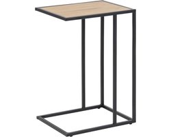 Lisomme Vic Houten Bijzettafel - voor bij Bank - Laptop Tafeltje - Hout en Metaal - Industrieel - Naturel - 43 x 35 x 63 cm