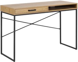 Lisomme Vic houten bureau naturel - met opbergvak - 110 x 45 cm