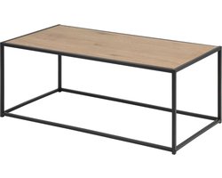 Lisomme Vic Houten Salontafel Naturel - met Zwart Metalen Frame - Koffietafel - Industrieel - Rechthoekig - 100 x 50 x 40 cm