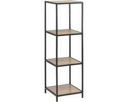 Lisomme Vic Industriële Open Kast - Metaal - Houten Planken - Smal - Stellingkast - 37 x 35 x 120 cm