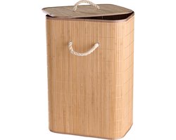 Lisomme Willem Wasmand Naturel - Bamboe - met Deksel - met Handvaten - Opvouwbaar - Inhoud 11,5L - Linnenmand - Bruin