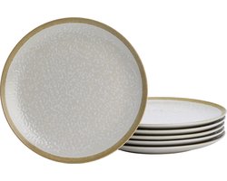 Lite-Body Hermes Ontbijtbord , Dessertbord - Set van 6 stuks - Ø20 cm - Stoneware - Beige wit