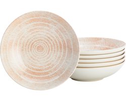 Lite-Body Hermes Pastabord - Set van 6 stuks - Ø21 cm - Stoneware - Pastel Peach Roze