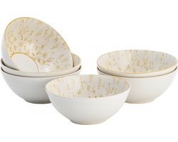 Lite-Body Kom Hermes - 500ml - set van 6 - Crème met Bloem reliëf
