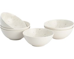Lite-Body Kom Hermes - 500ml - set van 6 - Fine Porselein - Wit spikkels olijfgroen