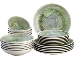 Lite-Body Serviesset - Groen reliëf - 6 personen - 24 delig