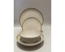 Lite-Body Serviesset Hermes - Beige Wit - 6 persoons - 24 delig - Bordenset - Ontbijtborden - Dinerborden - Diepe borden - Kommen - Servies - Vaatwasser-, en Magnetronbestendig - Chic en Trendy