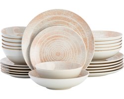 Lite-Body Serviesset - Pastel Peach Roze- 6 persoons - 24 delig - Bordenset - Ontbijtborden - Dinerborden - Diepe borden - Kommen - Servies - Vaatwasser-, en Magnetronbestendig - Chic en Trendy