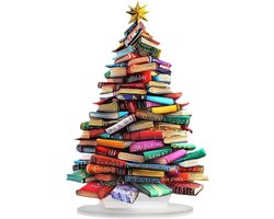 Literaire kerstboom op bureau - Acryl boekenstapel als kerstversiering - Uniek cadeau voor boekenliefhebbers en bibliothecarissen - Gespreksstarter voor kantoor en woonkamer (25,4 cm)