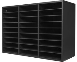 Literatuurorganizer – Kantoorbrievenbus met 27 vakken en uitneembare planken – Houten brievenkastensorteerder in zwart voor kantoor, thuis en in het klaslokaal