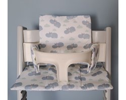 LITTLE-BUNNY kussenset voor STOKKE Tripp Trapp stoel - Nijlpaard - stoelkussen - rugkussen en zitkussen - baby kussen cadeau tip voor de feestdagen voor sint of kerst