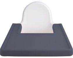 LITTLE-BUNNY silicone placemat past perfect op de IKEA Antilop kinderstoel donker grijs