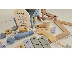 Little Dutch houten gereedschapskist met naam,Houten gereedschapskist voor kinderen Kinder gereedschapsset Speelgoed gereedschapskist Little Dutch timmerset Little Dutch gereedschapsset Houten timmerkistje