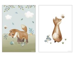 Little Dutch Poster - Maat A3 - Poster Kinderkamer Jongens & Meisjes - Multicolour - Forest Friends