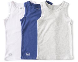 Little Label Hemd Jongens - 3 Stuks - Maat 146-152 - Wit, Blauw, Grijs - Zachte BIO Katoen