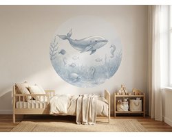 Little Livo Ronde Muursticker Oceaandieren – Muurdecoratie Baby- & Kinderkamer – Ø120 cm – Zelfklevend PVC