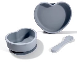 Little Olives - Kinderservies - Babyvoeding - Kinderservies - Babyvoedingsset - -Kinderbord - Bord - hartvormig - driedelig - blauw - Moederdag - Baby Bord - Geboorte Cadeau - Kraamcadeau - Baby accessoires -NewBorn -