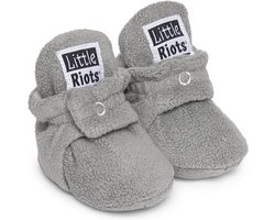 Little Riots - babyslofjes - antislip - fleece stepper - grijs - slofjes voor je baby, dreumes en peuter voor jongens en meisjes - 12-18 Maanden (13cm) - schoenmaat 20-21