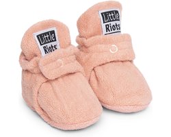 Little Riots - babyslofjes - antislip - fleece stepper - oud roze - slofjes voor je baby, dreumes en peuter voor jongens en meisjes - 18-24 Maanden (14cm) - schoenmaat 22-23