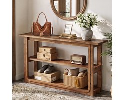 LITTLE TREE 3 Laags Massief Houten Consoletafel - 140 x 35 x 85 cm - Sidetable Achter de Bank - Consoletafel voor Hal, Entree, Woonkamer - Vintage Bruin