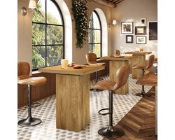 LITTLE TREE Bartafel - Industriële - 79 X 79 X 100 cm Hoge Bistro-Eettafel voor Keukenhoek, Thuisbar & Koffiehoek - Natuurlijk Eikenhout​