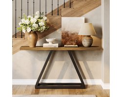 LITTLE TREE Console Tafel - 160 X 30 X80 cm - Smal Industriële Bruine Houten - Tafel achter Bank - voor Hal & Woonkamer​ - Bruinzwart