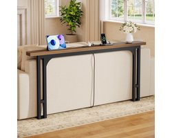 LITTLE TREE Console Tafel - 180 x 15 x 82 cm - Smal Model - Bruin - Met Stopcontact