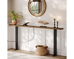 LITTLE TREE Consoletafel Achter De Bank - 180 X 15 X 82 cm - Smal Model - Met Stopcontacten - Bruin