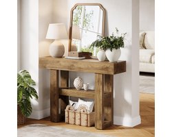 LITTLE TREE Consoletafel - Bijzettafel - 30 x 80 x 105 cm - Bruin - Industrieel - Console Tafel Voor Foyer, Woonkamer, Hal​