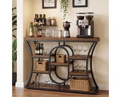 LITTLE TREE CONSOLETAFEL - Industrieel Haltafel - Met Opbergplank - Smal Bijzettafel - Voor Woonkamer Bank Gang Entree - Rustiek Bruin - 105 x 30 x 80 cm