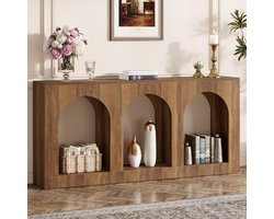 LITTLE TREE Consoletafel - Sidetable - Hout - Rustiek Bruin - 160 x 30 x 80 cm - Smalle Tafel Met 3 Gebogen - Voor Hal, Woonkamer