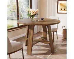 LITTLE TREE Eettafel 100 cm - Ronde Massief Hout - Landelijk - Voor 2-4 Personen - Bruin