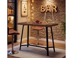 LITTLE TREE Industriële Bartafel - 105 cm Hoog - Massief Hout - Met Metalen Voetsteun - Voor Thuisbar En Keuken - Rustiek Bruin