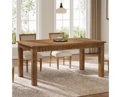 LITTLE TREE Landelijke Eettafel - 160x80x75 cm - Massief Hout - Voor 6 personen - Donkerbruin